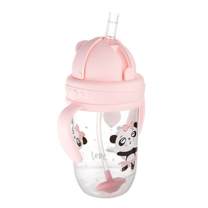 Glas með röri Non-spill Cup with weighted straw 270ml Pink