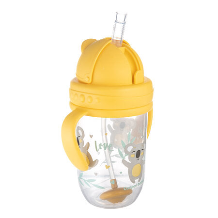 Glas með röri Non-spill Cup with weighted straw 270ml Yellow