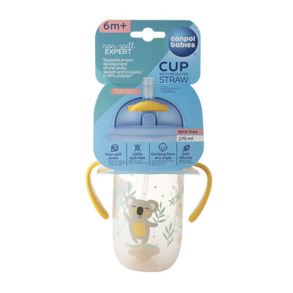 Glas með röri Non-spill Cup with weighted straw 270ml Yellow