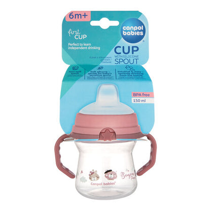 Drykkjarmál - First Cup with Silicone Spout 150 & 250ml Pink