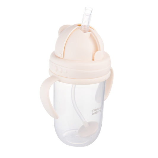 Glas með röri Non-spill Cup with weighted straw 270ml - Pastel Cream