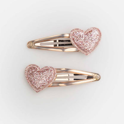 Hárspennur Sett - Pink Gold Hearts (2 stk)