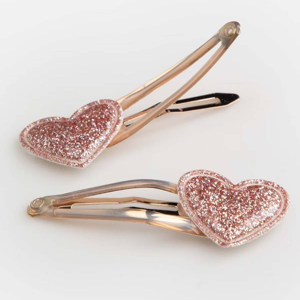 Hárspennur Sett - Pink Gold Hearts (2 stk)