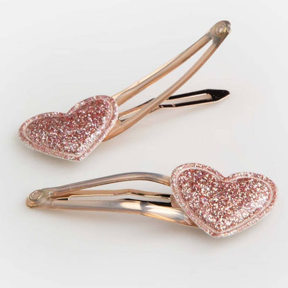 Hárspennur Sett - Pink Gold Hearts (2 stk)