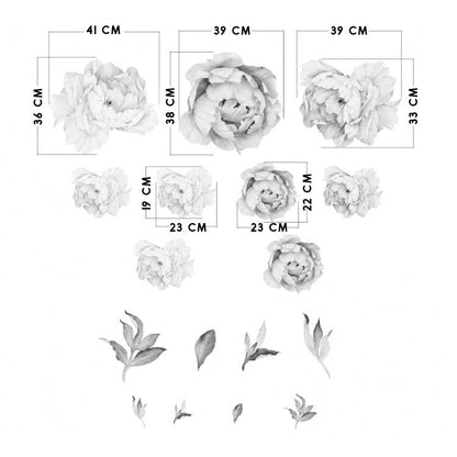 Vegglímmiði - Peonies Blue