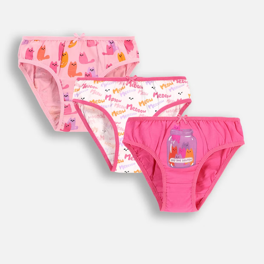 Nærbuxur - 3pcs - Pink Cats