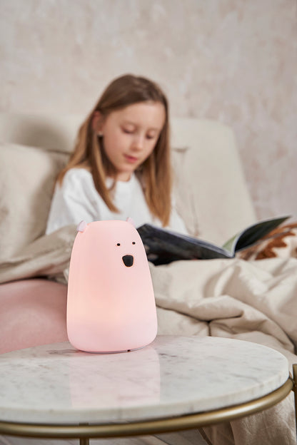 Silicon Lampi með fjarstýringu - Bear Pink