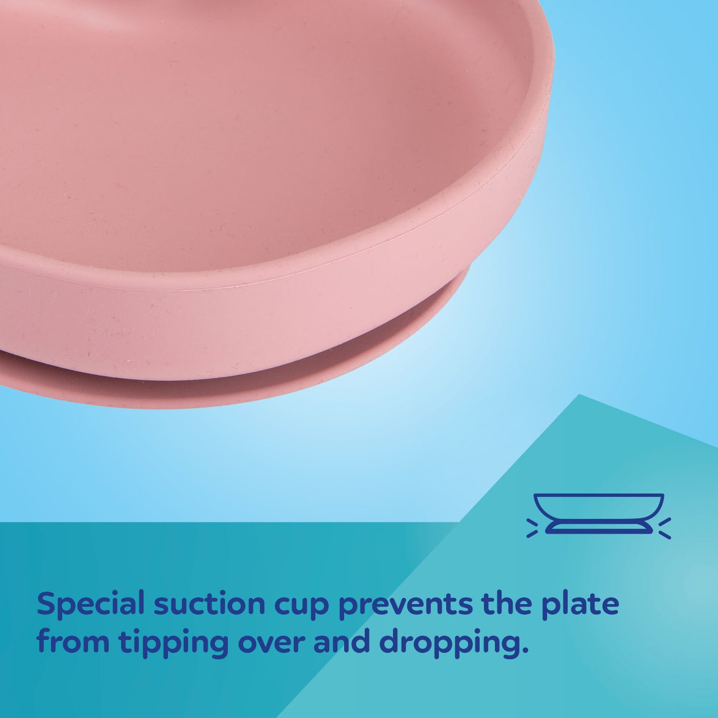 Sílikon Diskur - Suction Plate - Heart Blue