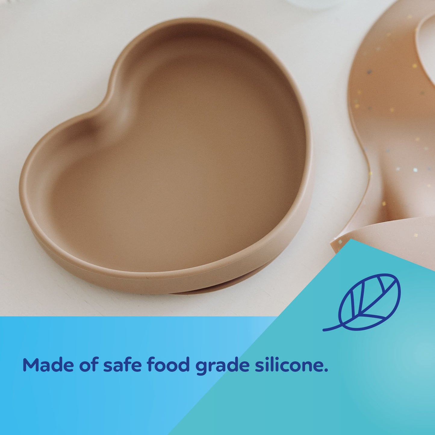 Sílikon Diskur - Suction Plate - Heart Blue