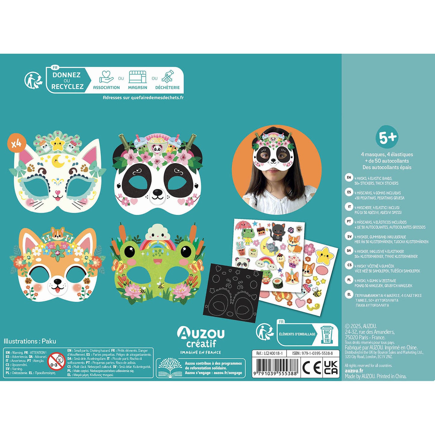 Activity Kit - Masks to Decorate - Kawaii with 100 stickers