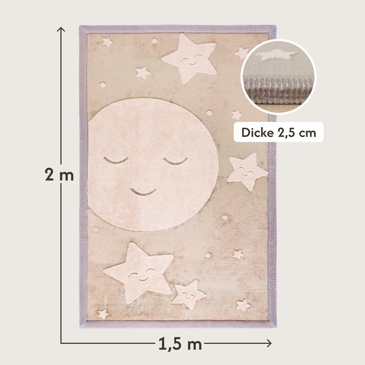 Motta - Cloud Soft Beige 3D Moon & Stars 200/150cm - FORPÖNTUN