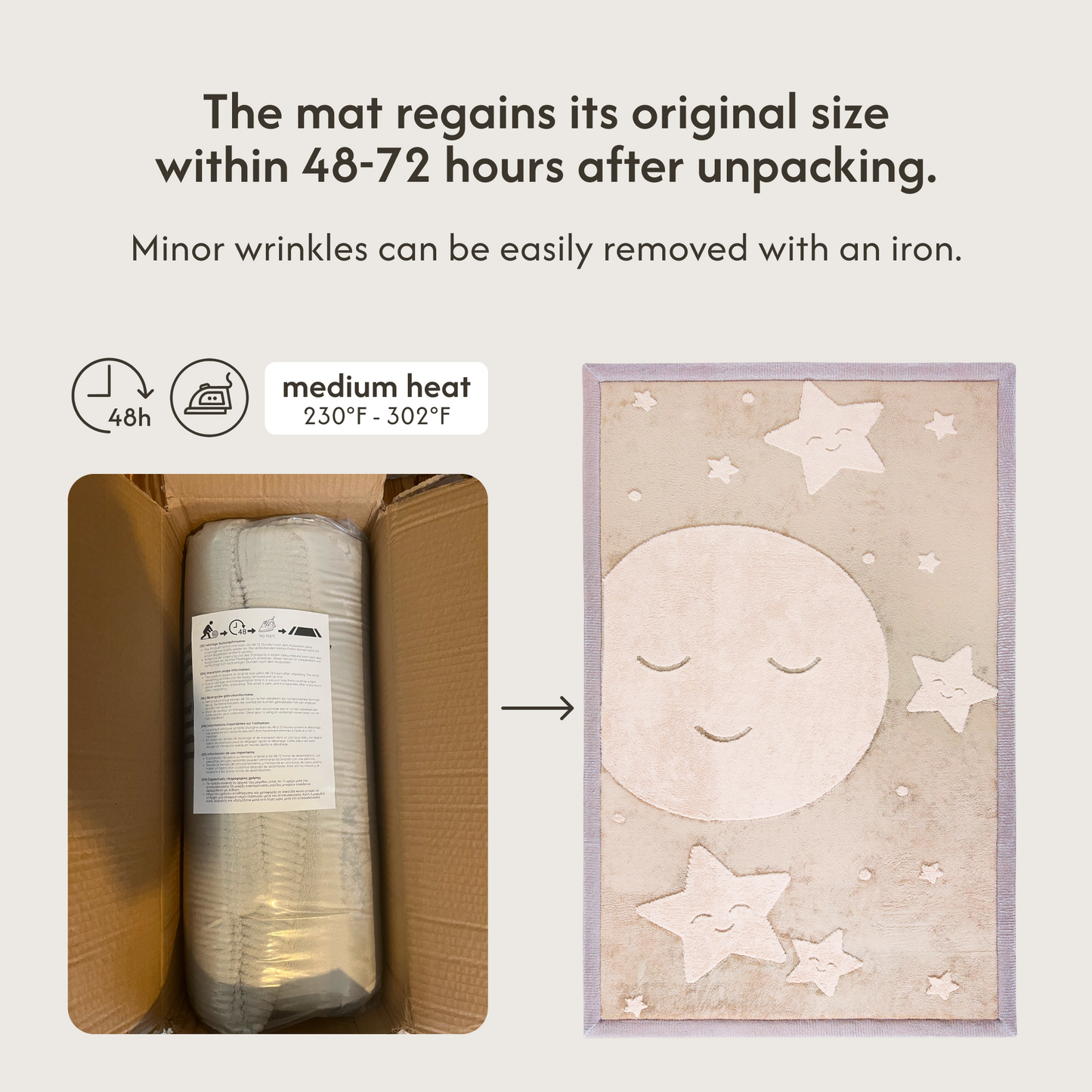 Motta - Cloud Soft Beige 3D Moon & Stars 200/150cm - FORPÖNTUN