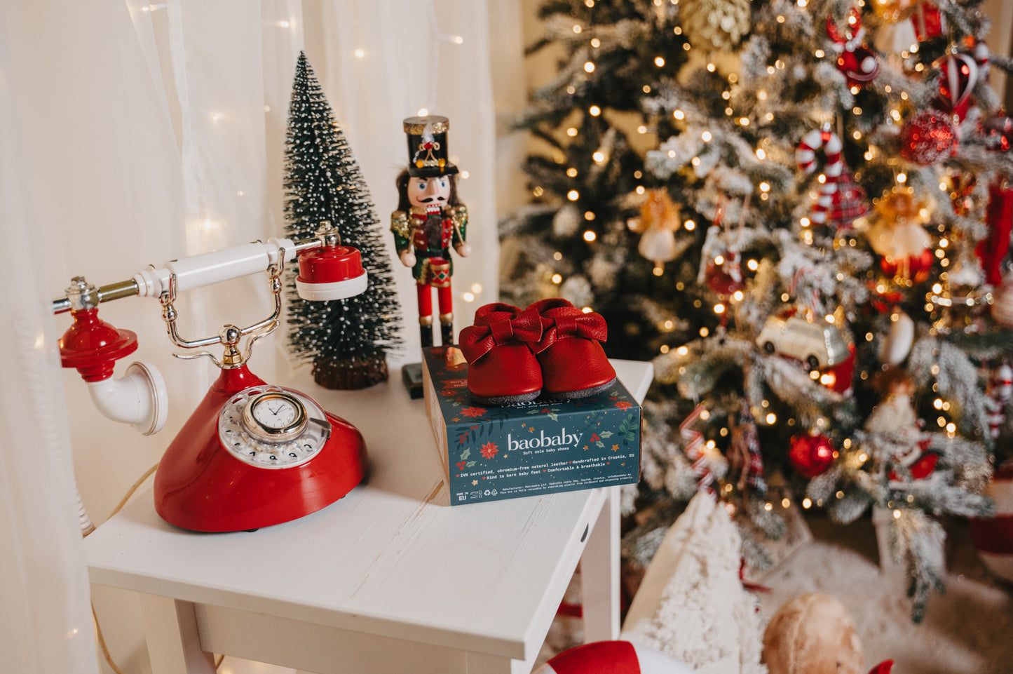 Inniskór - Baobaby Cherry með slaufu