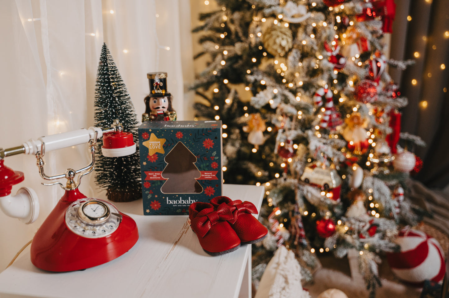 Inniskór - Baobaby Cherry með slaufu