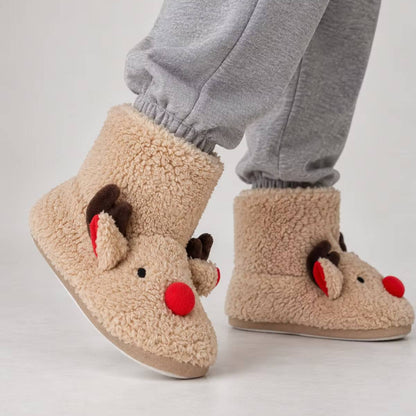 Jólainniskór - Bootie Slippers Beige Reindeer