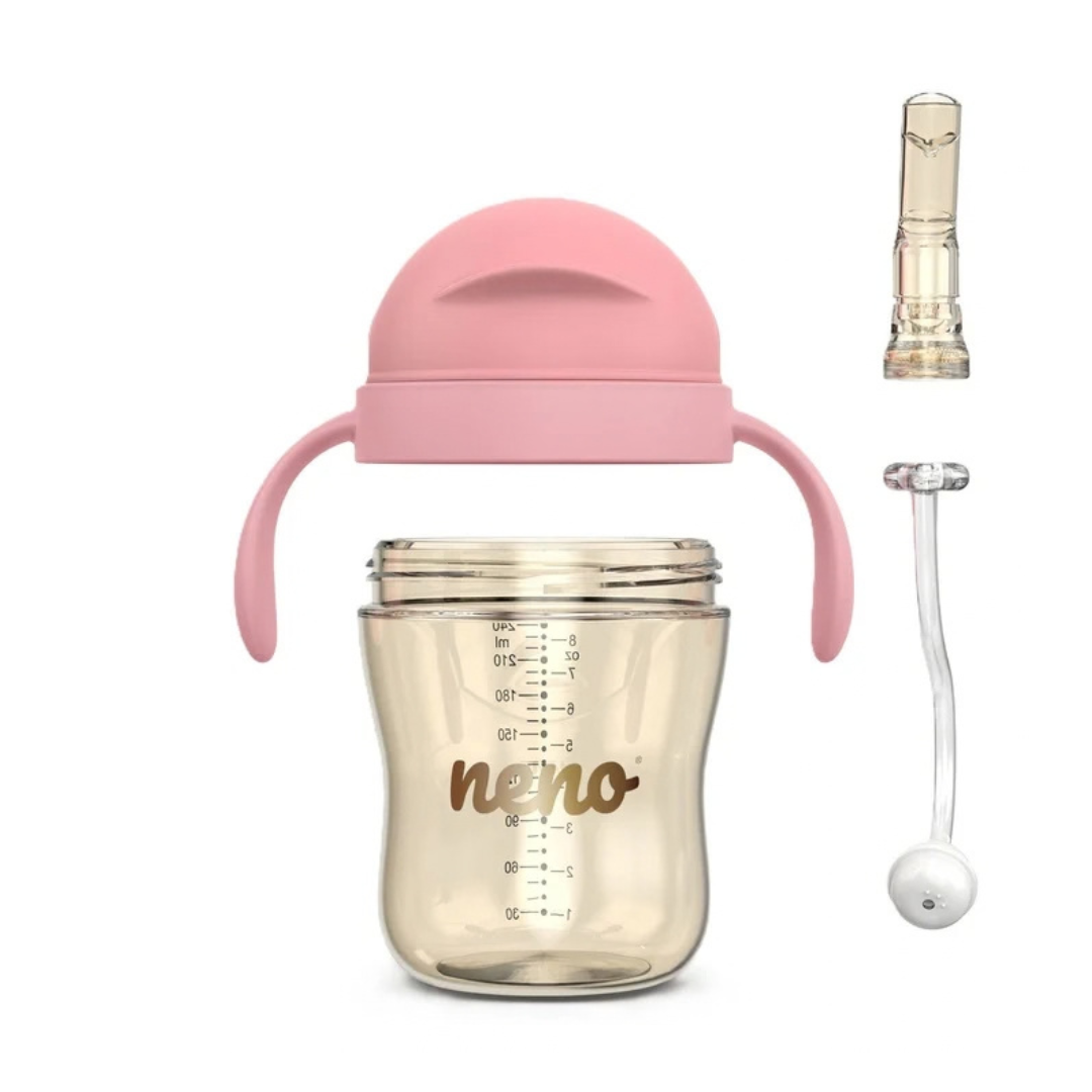 Glas með röri - Neno Bebesito Pink 240ml