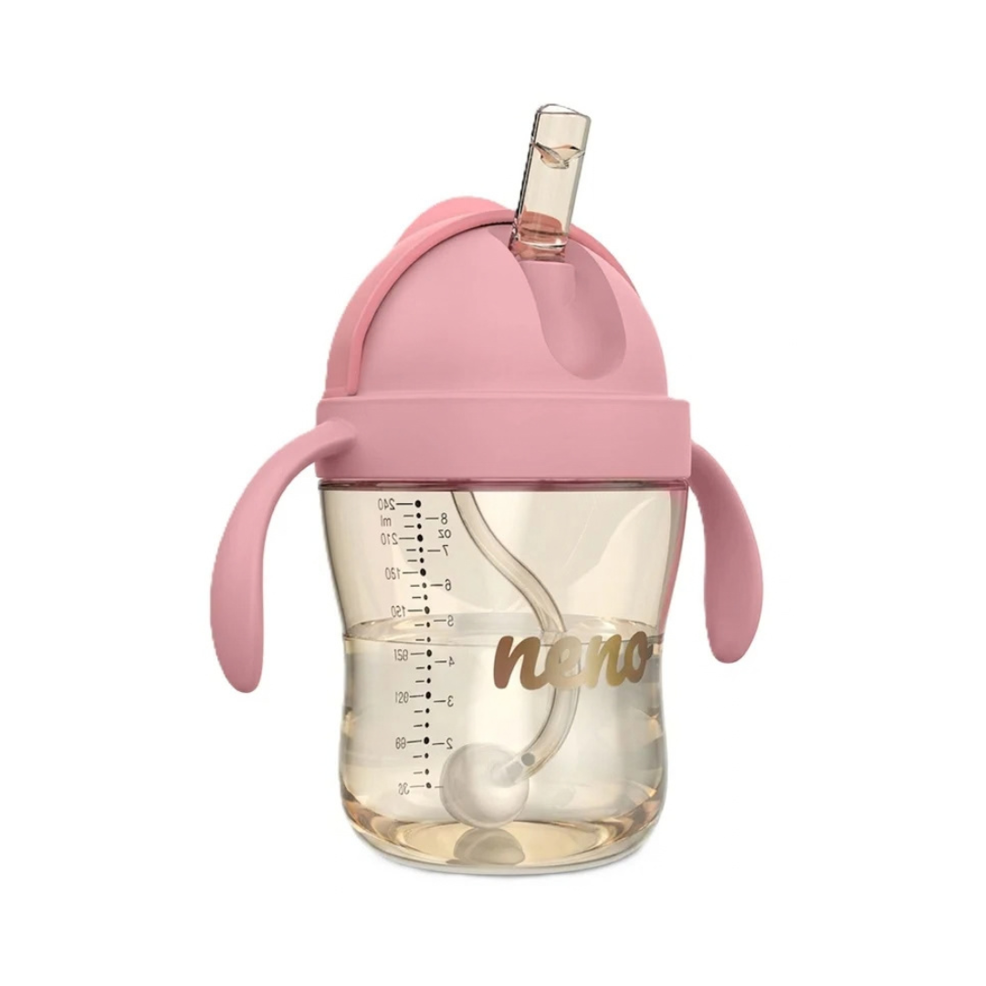 Glas með röri - Neno Bebesito Pink 240ml