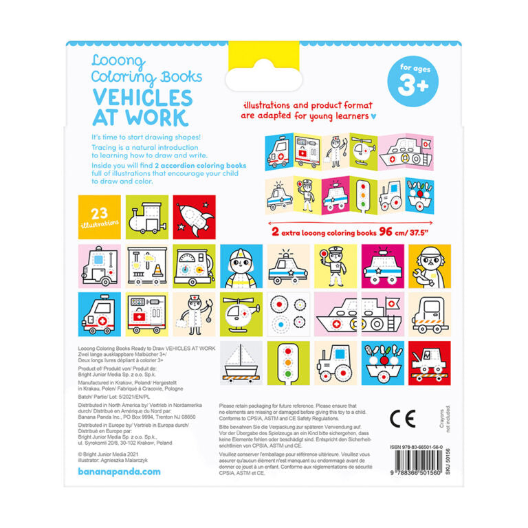 Looong Coloring Books - Vehicles 3+