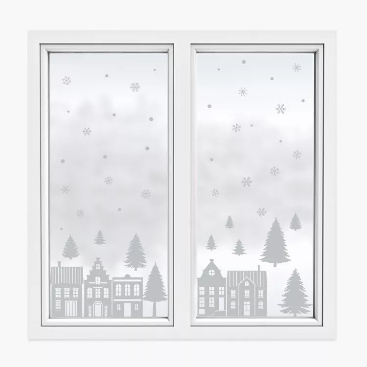 Skrautlímmiðar í glugga - White Snow flakes & Houses