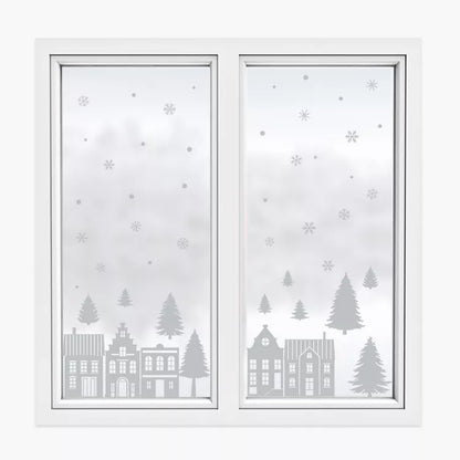 Skrautlímmiðar í glugga - White Snow flakes & Houses