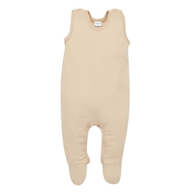 Ungbarnabuxur með axlaböndum - Lovely Day Beige Ribbed
