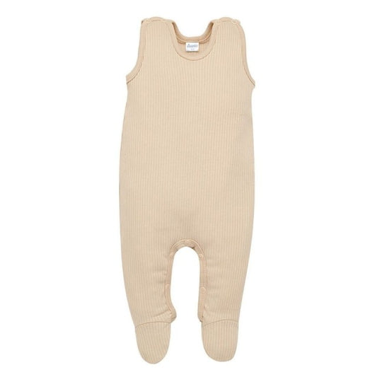 Ungbarnabuxur með axlaböndum - Lovely Day Beige Ribbed