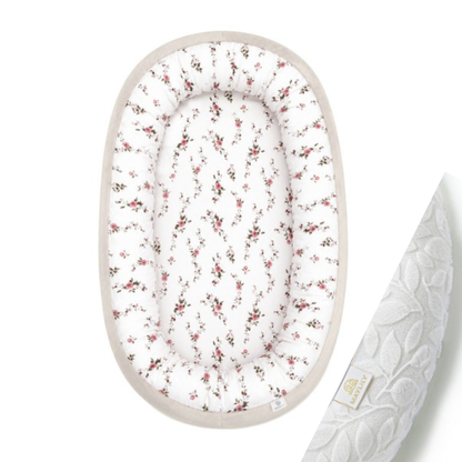 Bambus Ungbarnahreiður - Rose Garden White Luxe