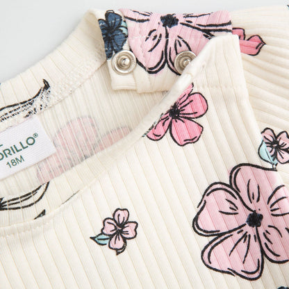 Samfella - Ribbed Ecri Flowers