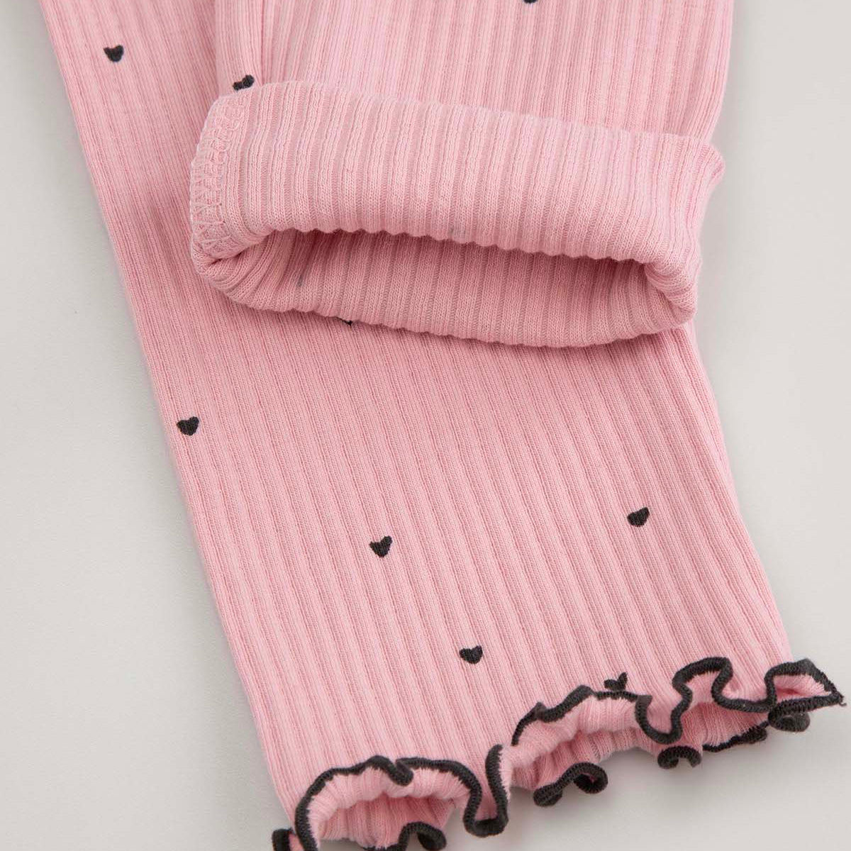 Leggings - Ribbed Pink Heart