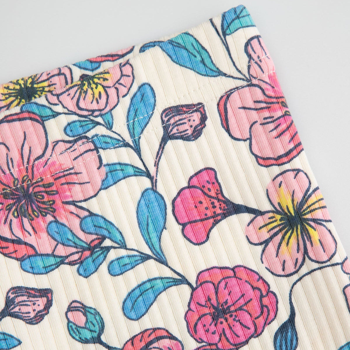 Útvíðar Leggings - Ribbed Flowers