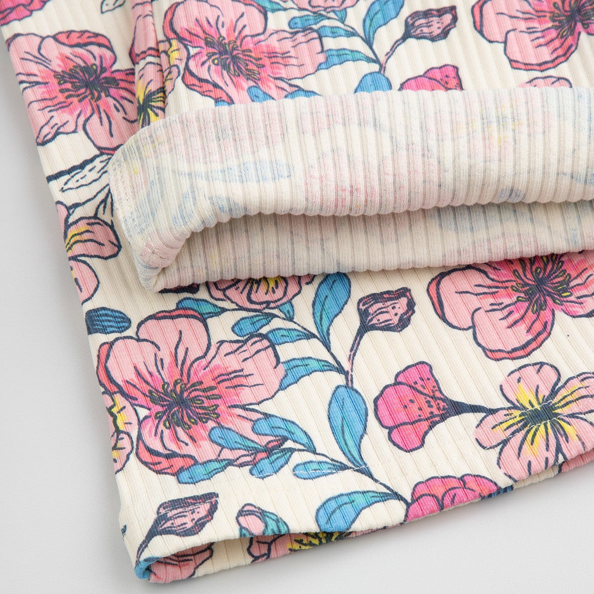 Útvíðar Leggings - Ribbed Flowers