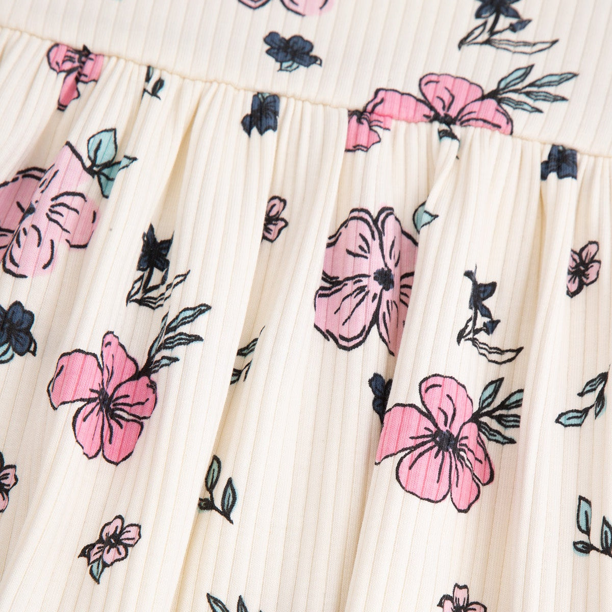 Ungbarnakjóll - Ribbed Flowers