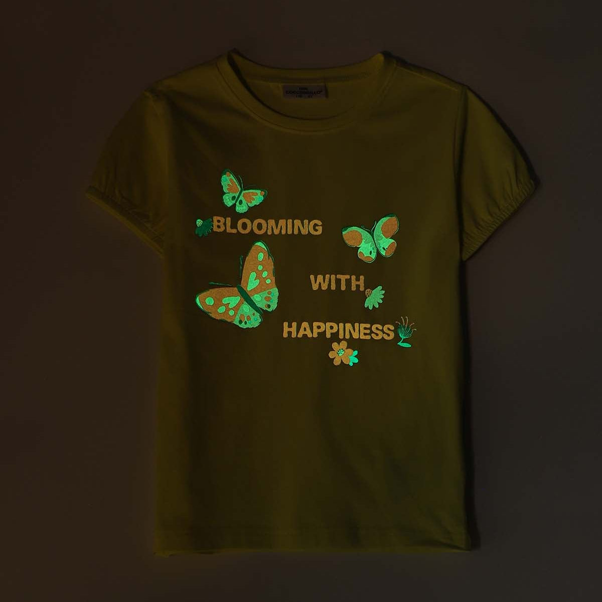 Stuttermabolur - Yellow butterflies Glow-in-the-dark