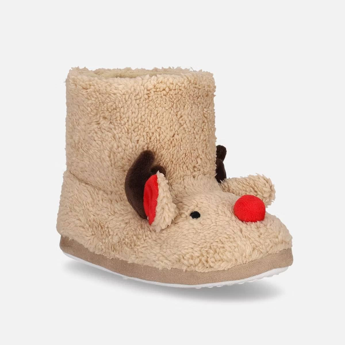 Jólainniskór - Bootie Slippers Beige Reindeer