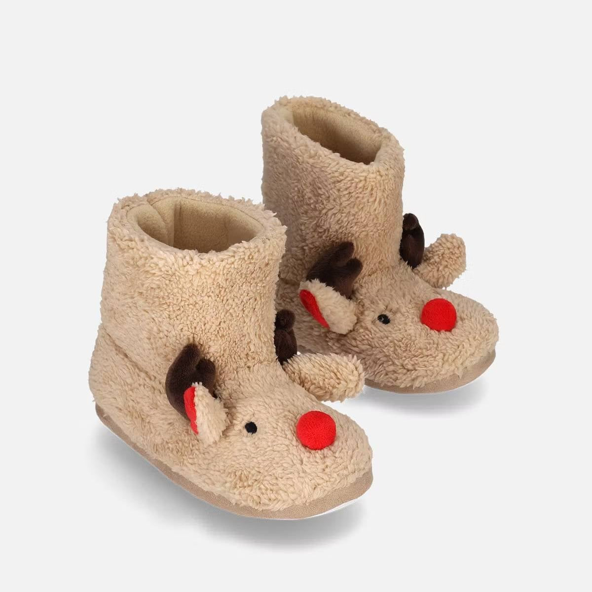 Jólainniskór - Bootie Slippers Beige Reindeer