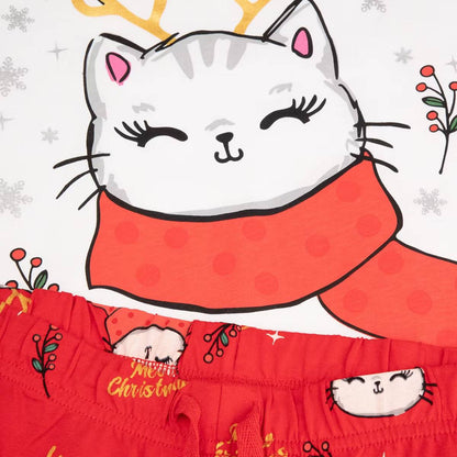 Jólanáttföt - White Red Cat
