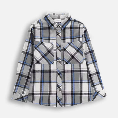 Hneppt Flannel Skyrta - Blue