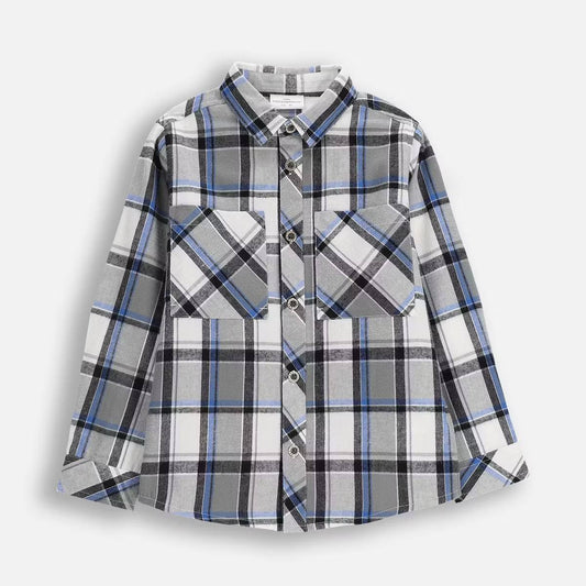 Hneppt Flannel Skyrta - Blue