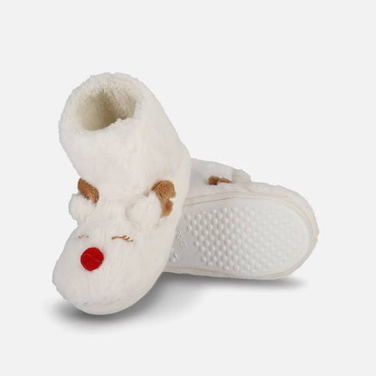 Jólainniskór - Bootie Slippers White Reindeer