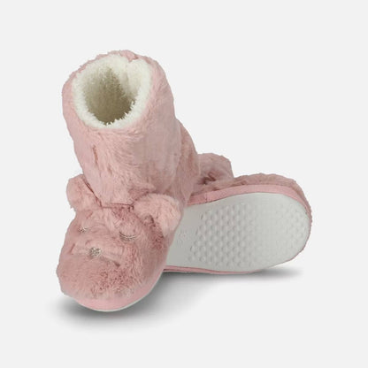 Inniskór - Bootie Slippers Pink Cat