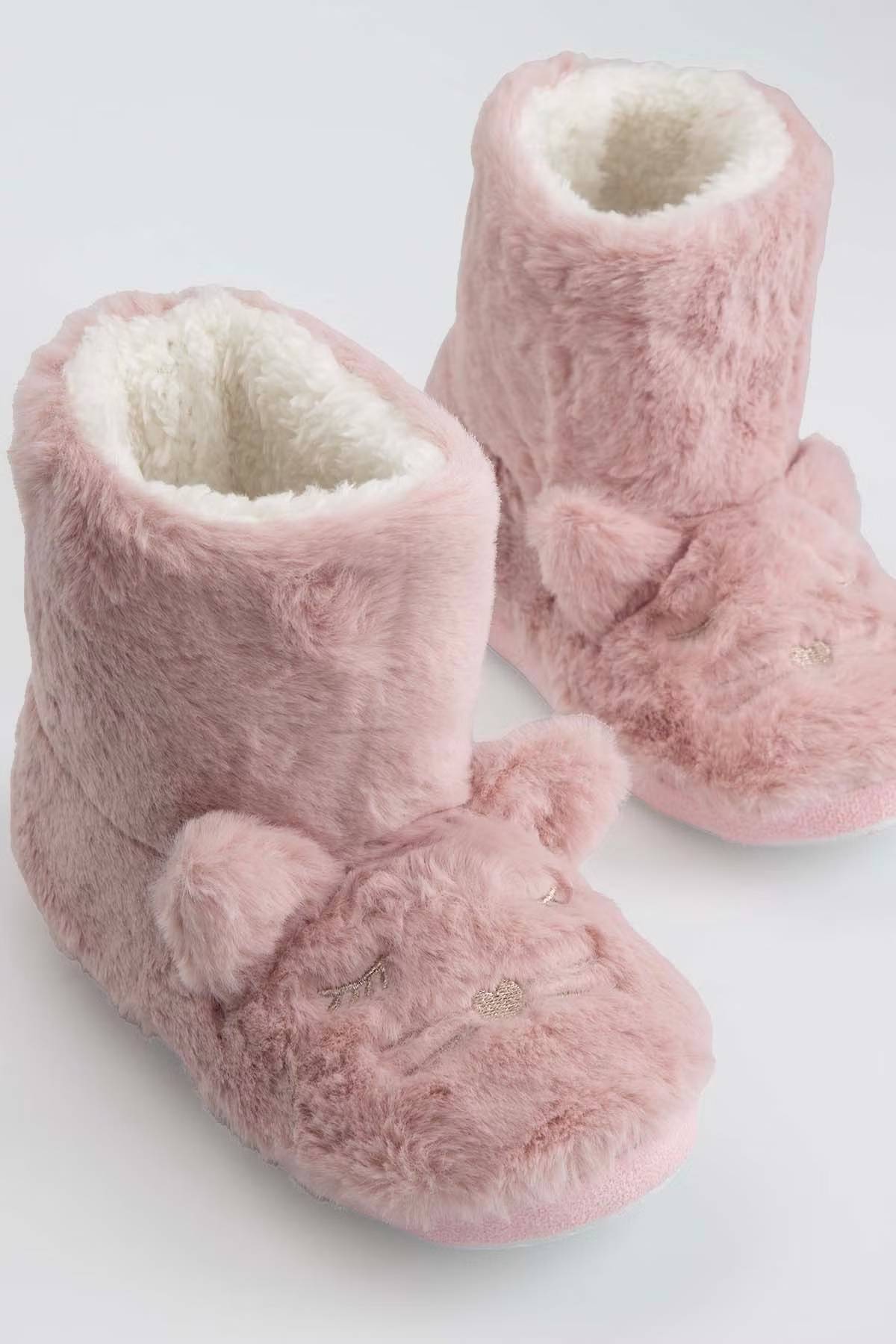 Inniskór - Bootie Slippers Pink Cat