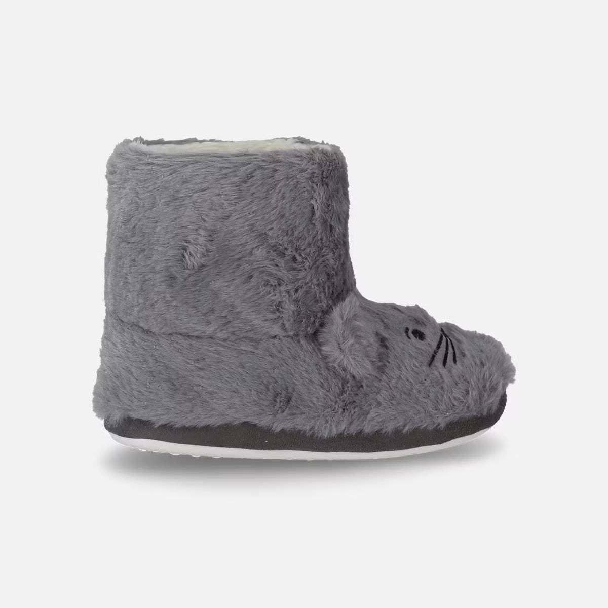 Inniskór - Bootie Slippers Gray Cat