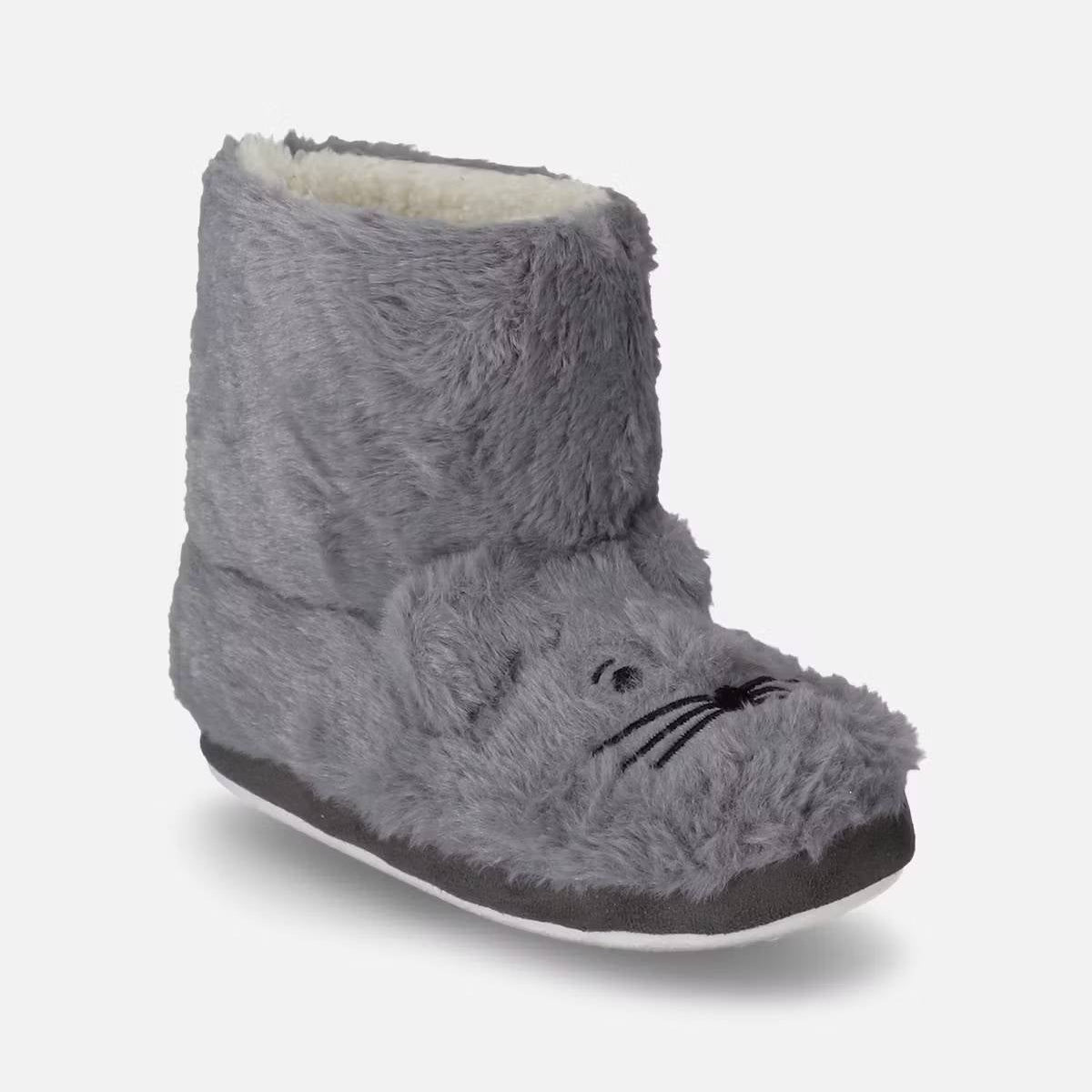 Inniskór - Bootie Slippers Gray Cat