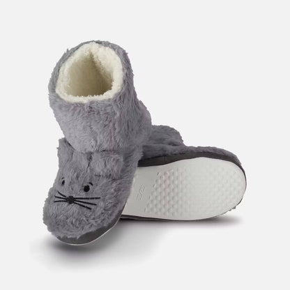 Inniskór - Bootie Slippers Gray Cat