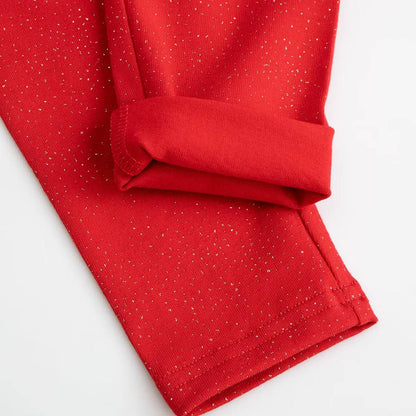 Leggings - Red Gold Sparkle