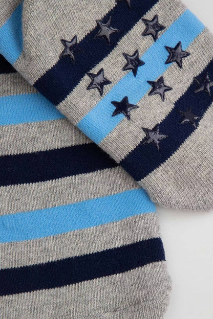 Sokkar með stoppi - Frotte Gray Stripes