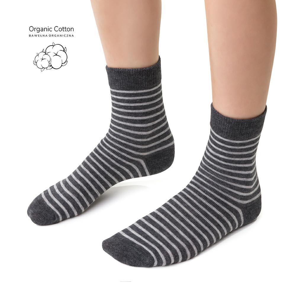 Organic Cotton Sokkar - Dark Gray Stripes