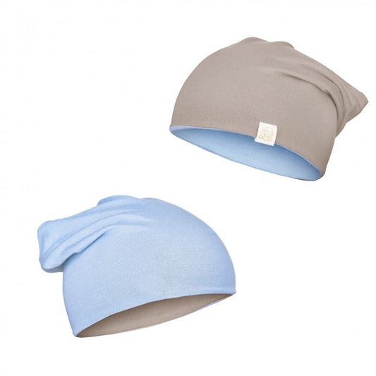 Viðsnúaleg húfa úr bambus Light Blue -Taupe Beige