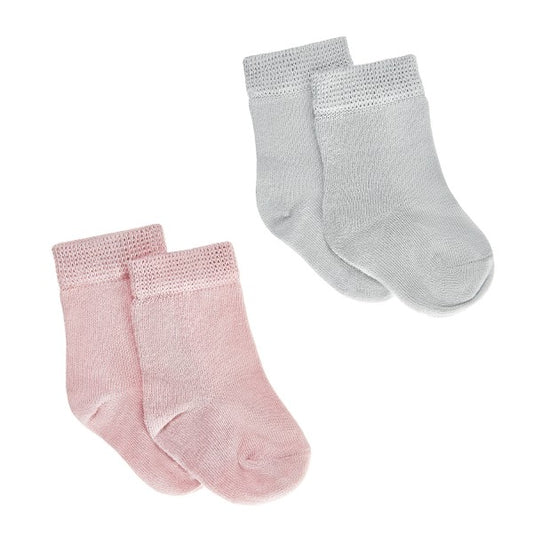 Bambus Ungbarnasokkar 2-pack Gray (Dusty Pink)