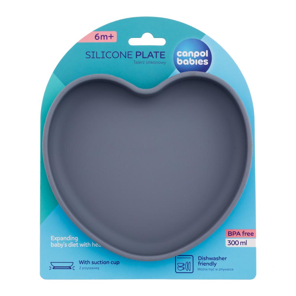 Sílikon Diskur - Suction Plate - Heart Blue